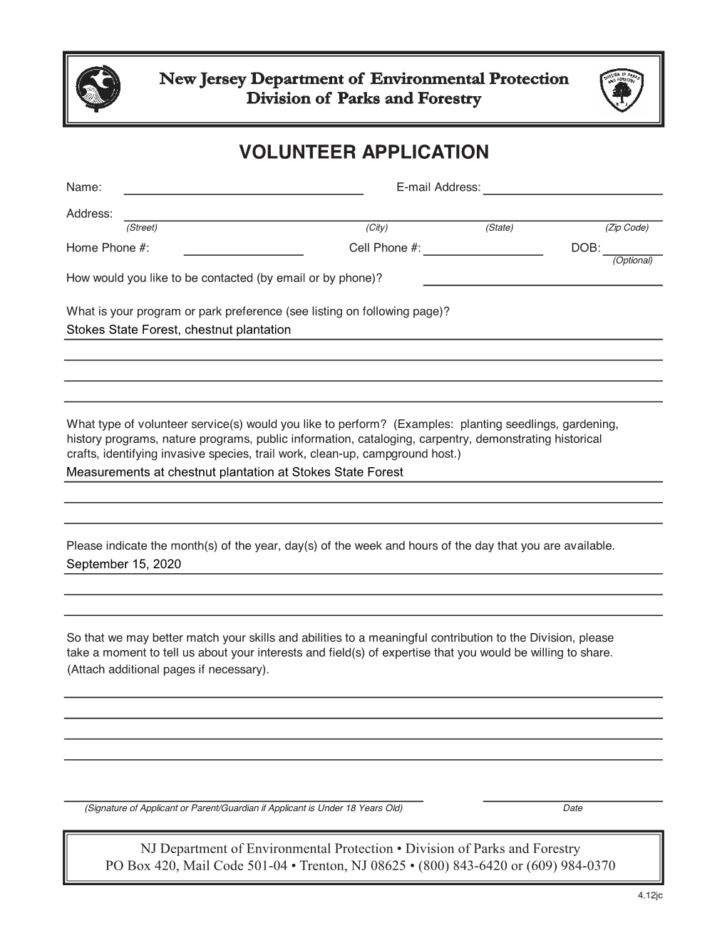 Volunteer Application