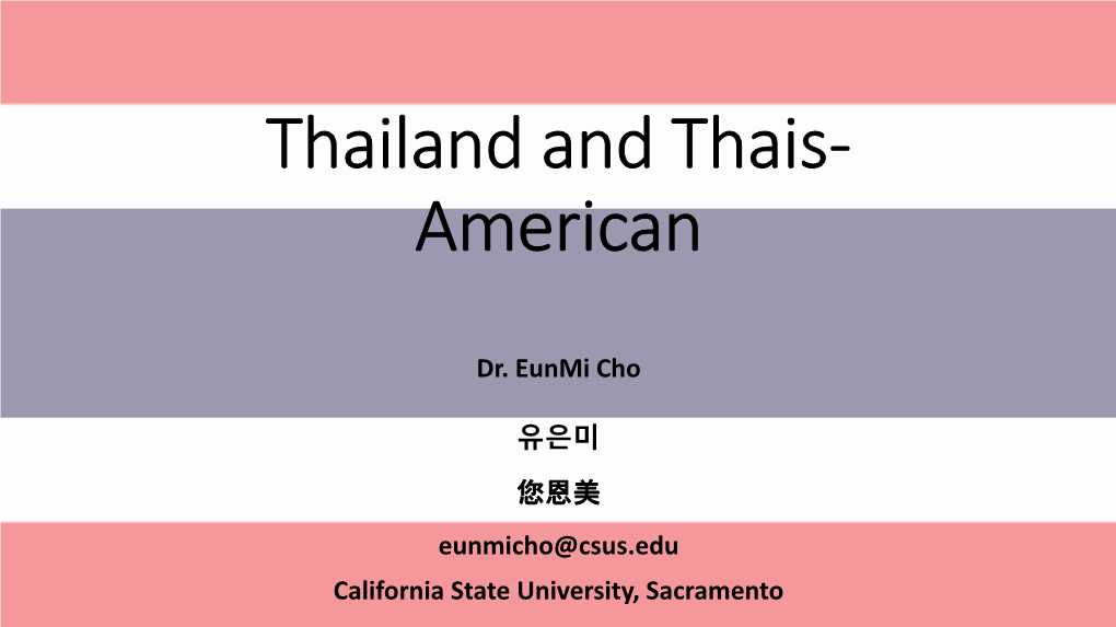 Thailand and Thais-American