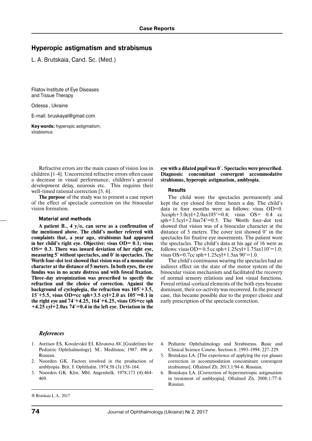 Hyperopic Astigmatism and Strabismus L