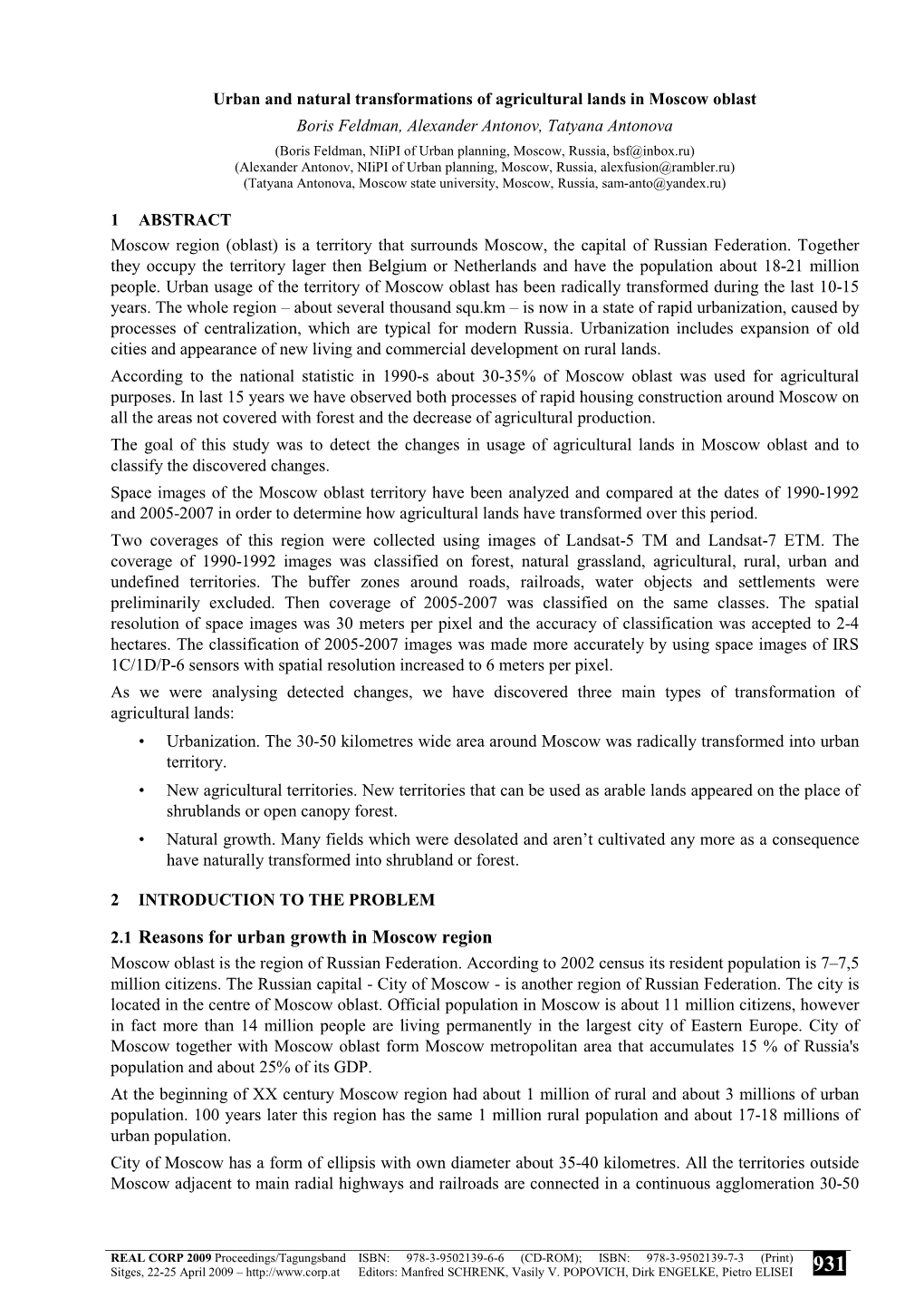 2.1 Reasons for Urban Growth in Moscow Region Moscow Oblast Is the Region of Russian Federation