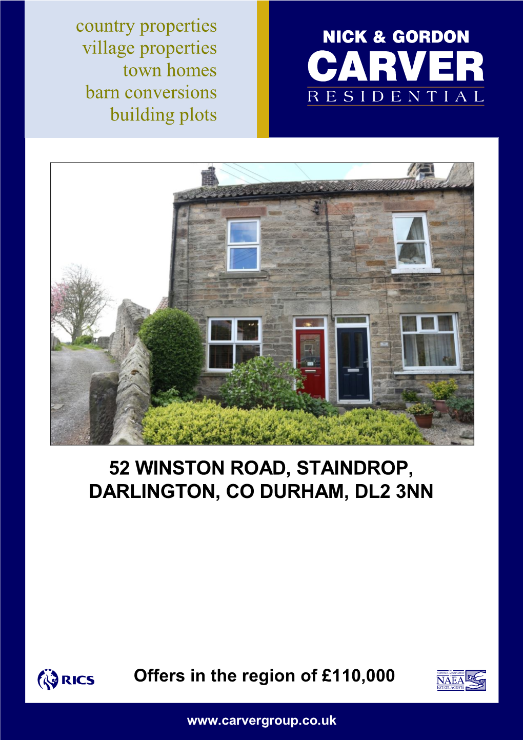 Country Properties Village Properties Town Homes Barn Conversions Building Plots 52 WINSTON ROAD, STAINDROP, DARLINGTON, CO DURH