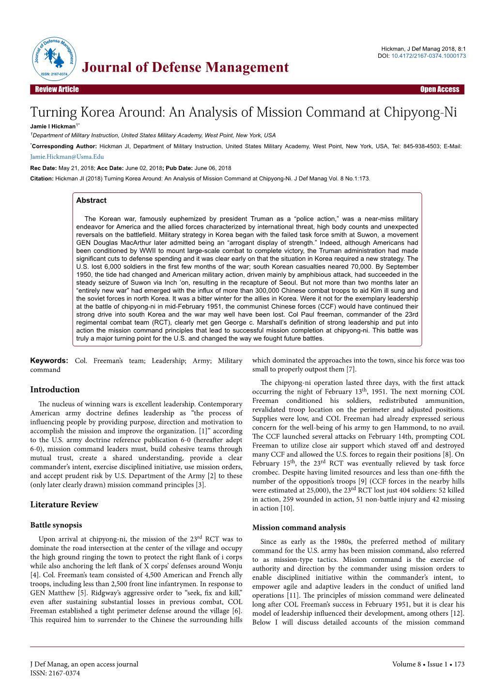 Turning Korea Around: an Analysis of Mission Command at Chipyong-Ni