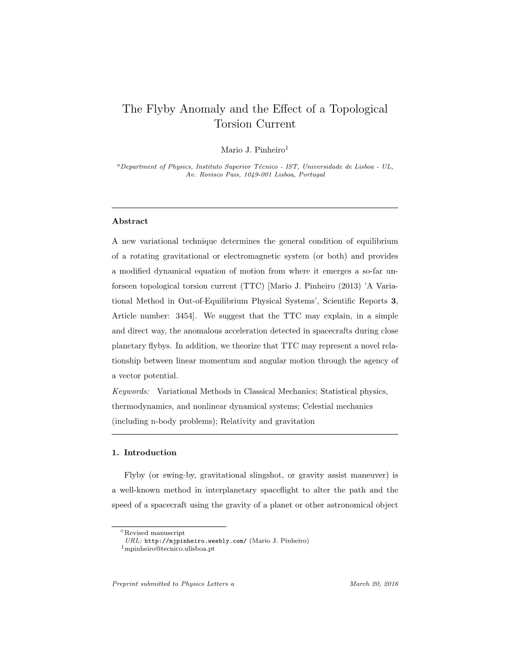 The Flyby Anomaly and the Effect of a Topological Torsion Current
