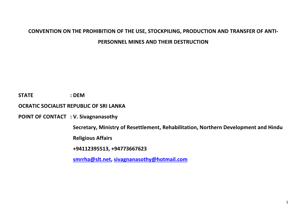 Personnel Mines and Their Destruction