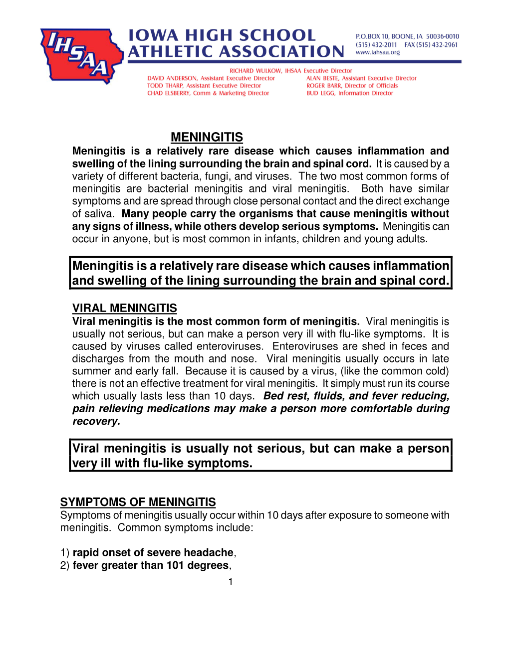 Meningitis Information