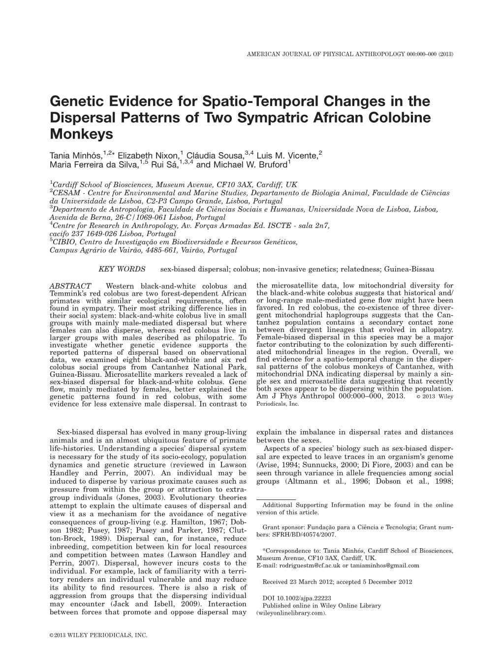 Genetic Evidence for Spatiotemporal Changes in the Dispersal Patterns Of