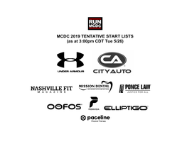 MCDC 2019 TENTATIVE START LISTS (As at 3:00Pm CDT Tue 5/26)