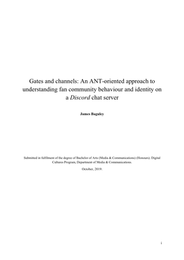 Gates and Channels: an ANT-Oriented Approach to Understanding Fan Community Behaviour and Identity on a Discord Chat Server