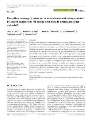Deep‐Time Convergent Evolution in Animal Communication Presented