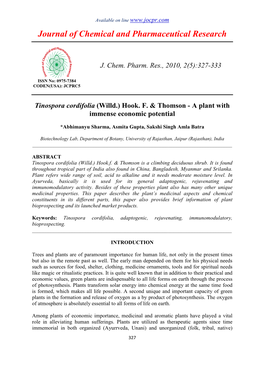 Tinospora Cordifolia (Willd.) Hook. F. & Thomson