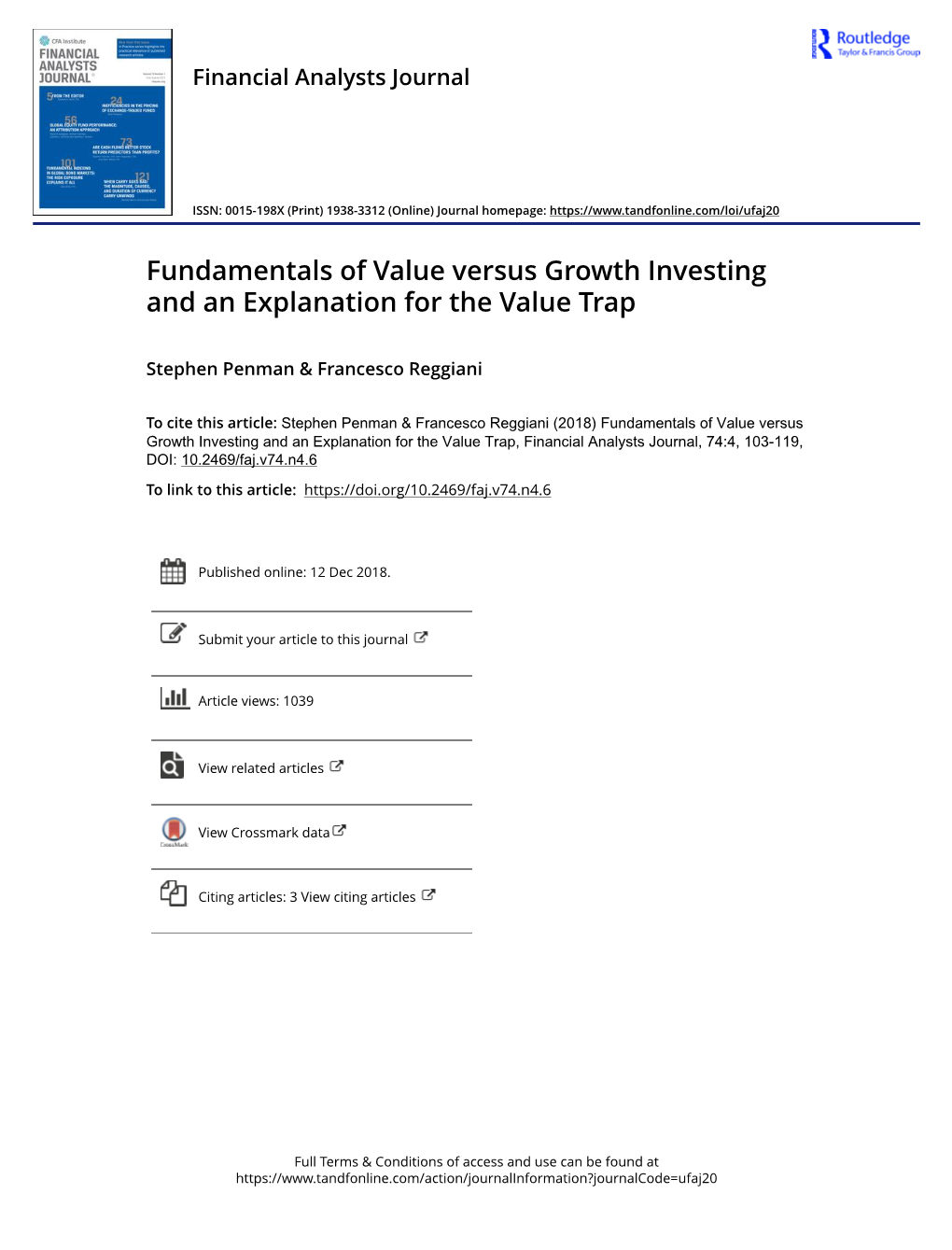 Fundamentals of Value Versus Growth Investing and an Explanation for the Value Trap