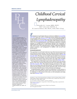 Childhood Cervical Lymphadenopathy