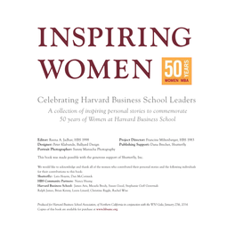 Celebrating Harvard Business School Leaders a Collection of Inspiring Personal Stories to Commemorate 50 Years of Women at Harvard Business School