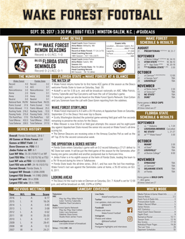 Rv/Rv Wake Forest Demon Deacons Rv/25 Florida State