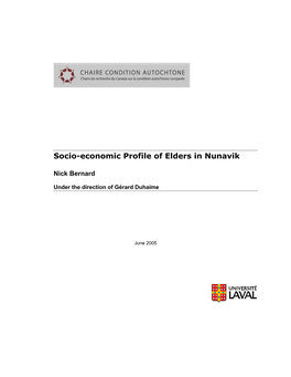 Socio-Economic Profile of Elders in Nunavik