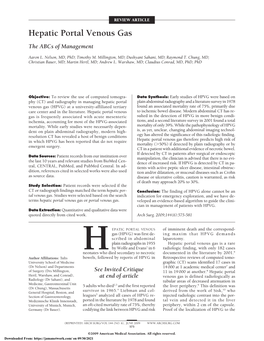 Hepatic Portal Venous Gas: the Abcs of Management