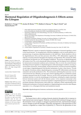 Hormonal Regulation of Oligodendrogenesis I: Effects Across the Lifespan