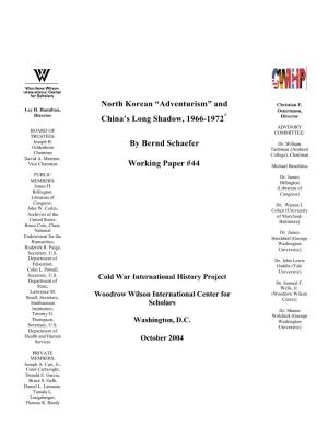 North Korean “Adventurism” and Christian F