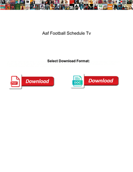 Aaf Football Schedule Tv