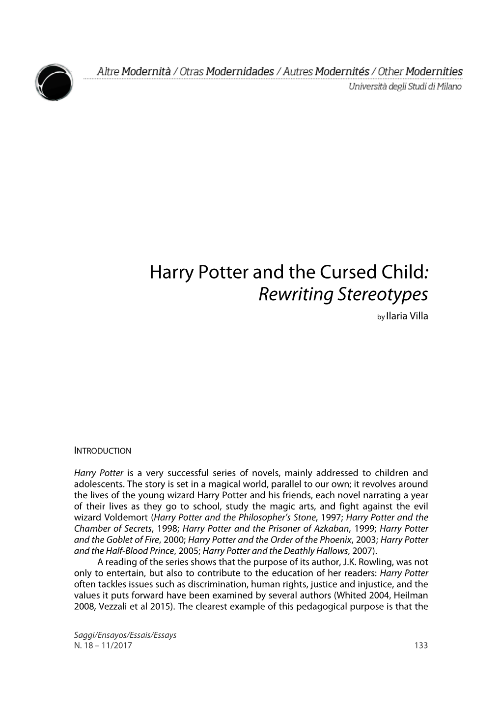 Harry Potter and the Cursed Child : Rewriting Stereotypes
