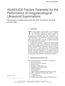 AIUM Practice Parameter for the Performance of Urogynecologic Ultrasound Examinations