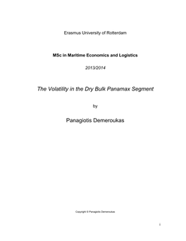 The Volatility in the Dry Bulk Panamax Segment Panagiotis Demeroukas