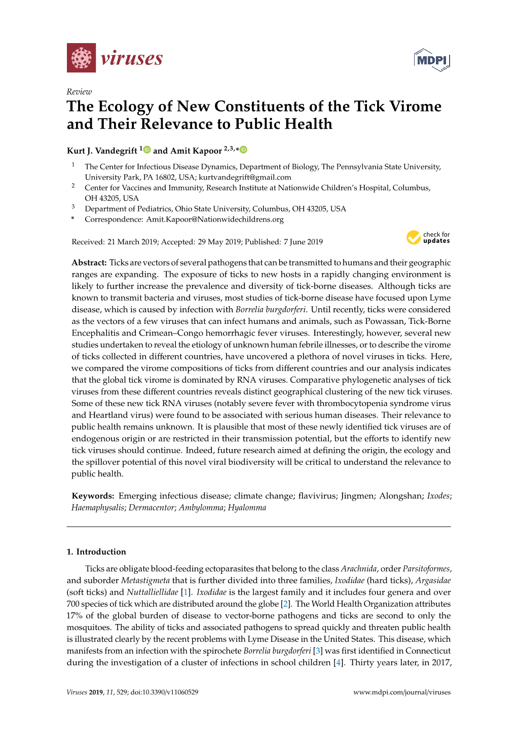 The Ecology of New Constituents of the Tick Virome and Their Relevance to Public Health