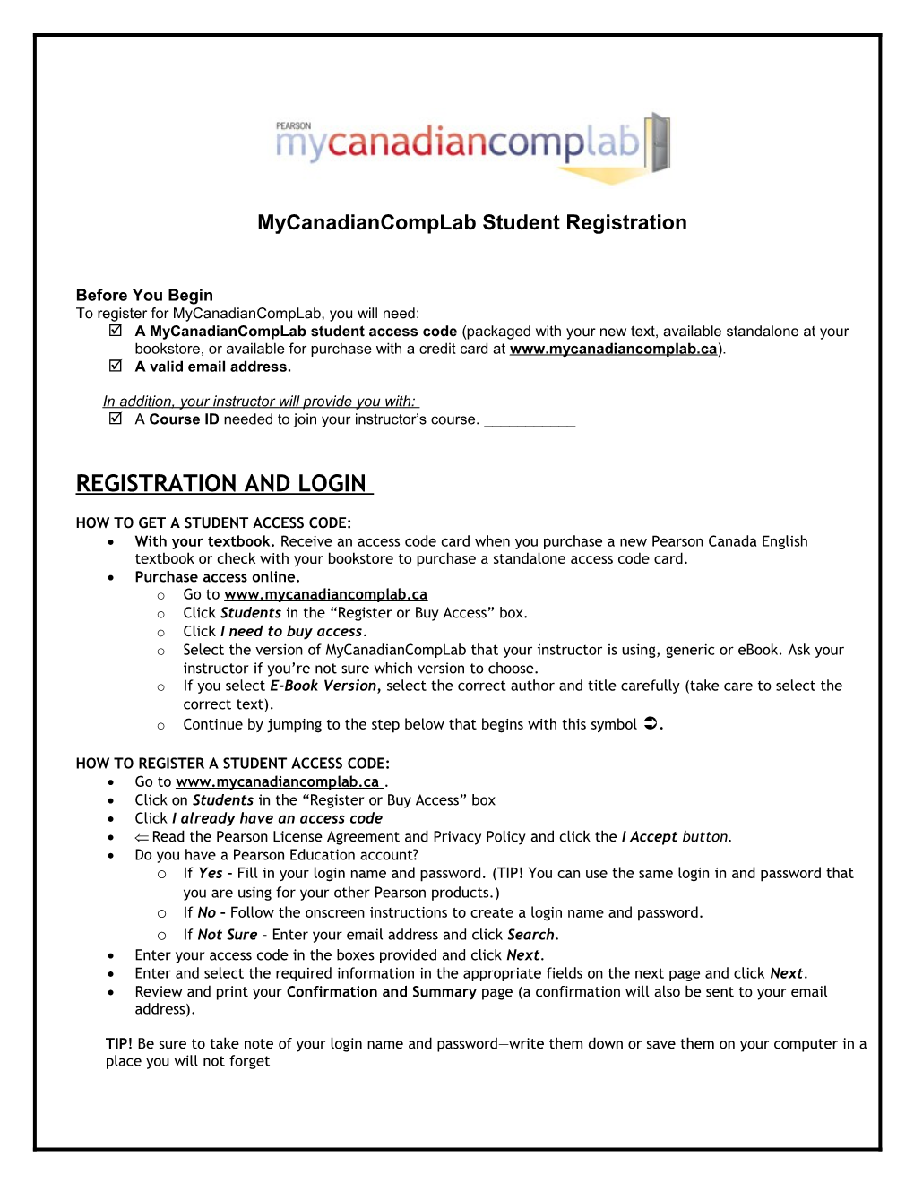 Mycanadiancomplab Student Registration