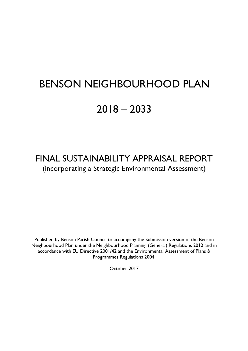 Benson Neighbourhood Plan SA