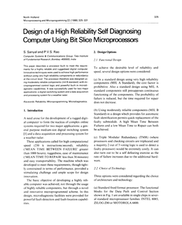 Design of a High Reliability Self Diagnosing Computer Using Bit Slice Microprocessors