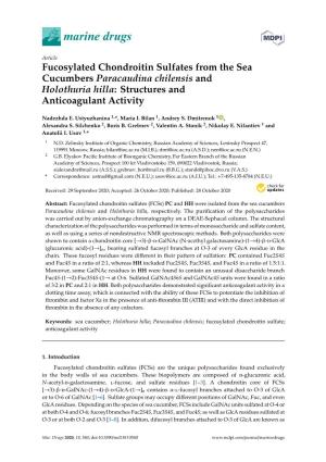 Fucosylated Chondroitin Sulfates from the Sea Cucumbers Paracaudina Chilensis and Holothuria Hilla: Structures and Anticoagulant Activity