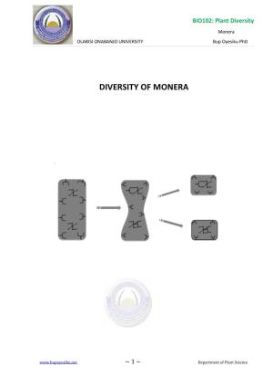Diversity of Monera