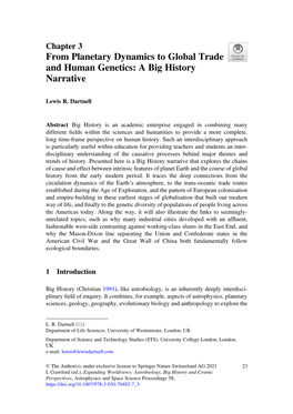 From Planetary Dynamics to Global Trade and Human Genetics: a Big History Narrative