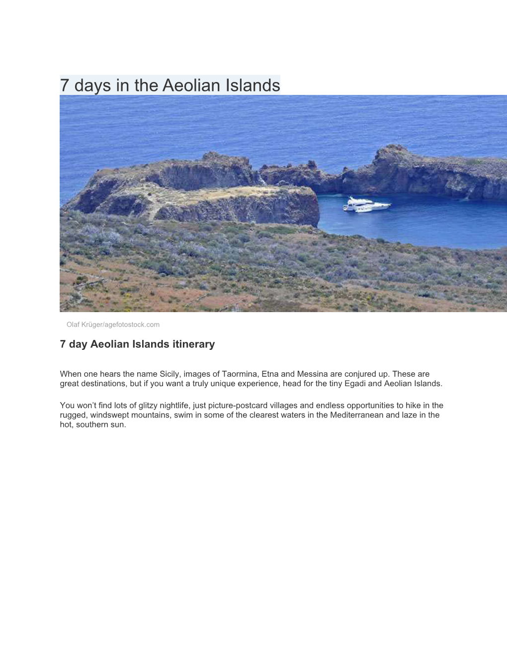 7 Days in the Aeolian Islands