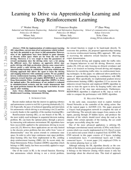 Learning to Drive Via Apprenticeship Learning and Deep Reinforcement Learning