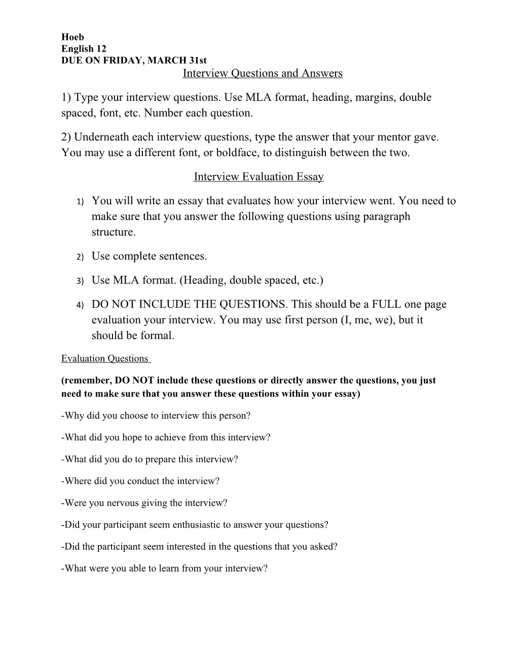 Interview Questions and Answers