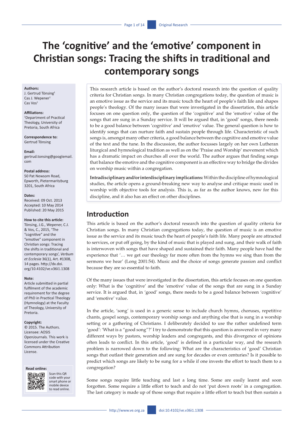 Component in Christian Songs: Tracing the Shifts in Traditional and Contemporary Songs