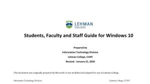 Students, Faculty and Staff Guide for Windows 10