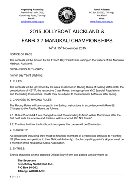 2015 Jollyboat Auckland & Farr 3.7 Manukau