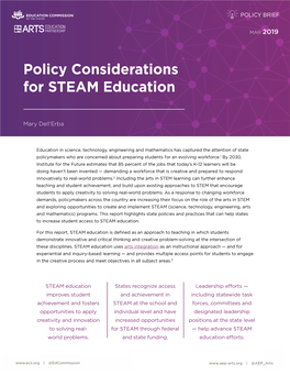 Policy Considerations for STEAM Education