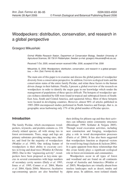 Woodpeckers: Distribution, Conservation, and Research in a Global Perspective