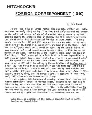 Hitchcock's Foreign Correspondent (1940)