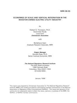 Nrr196-05 Economies of Scale and Vertical Integration In