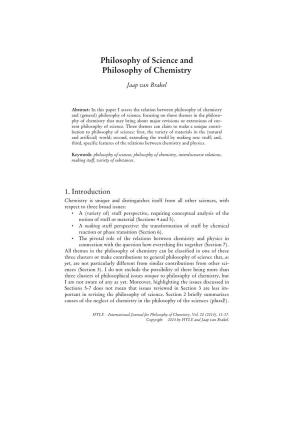 Philosophy of Science and Philosophy of Chemistry