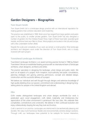 Garden Designers – Biographies