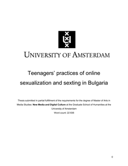 Teenagers' Practices of Online Sexualization and Sexting in Bulgaria