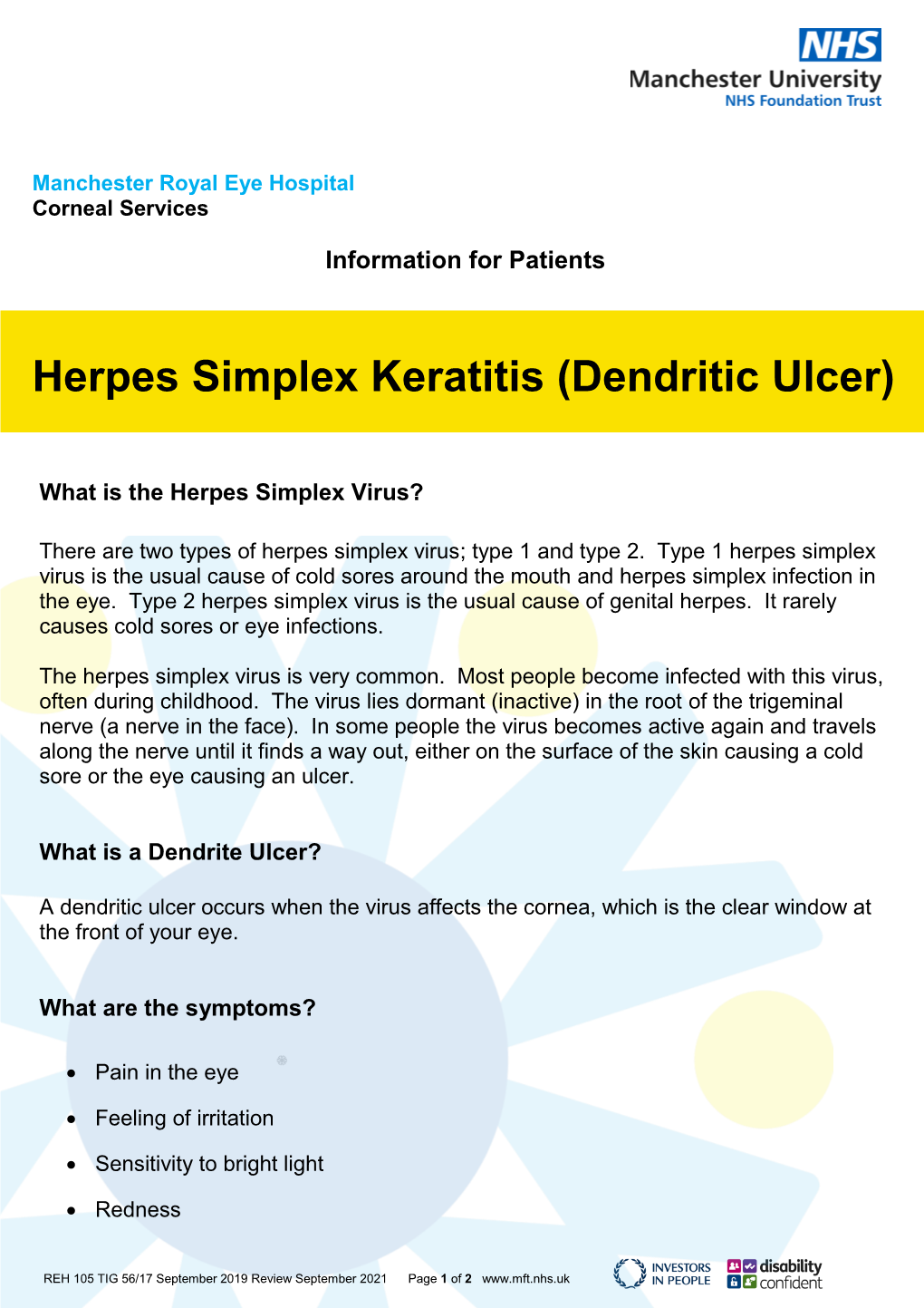 Herpes Simplex Keratitis (Dendritic Ulcer)