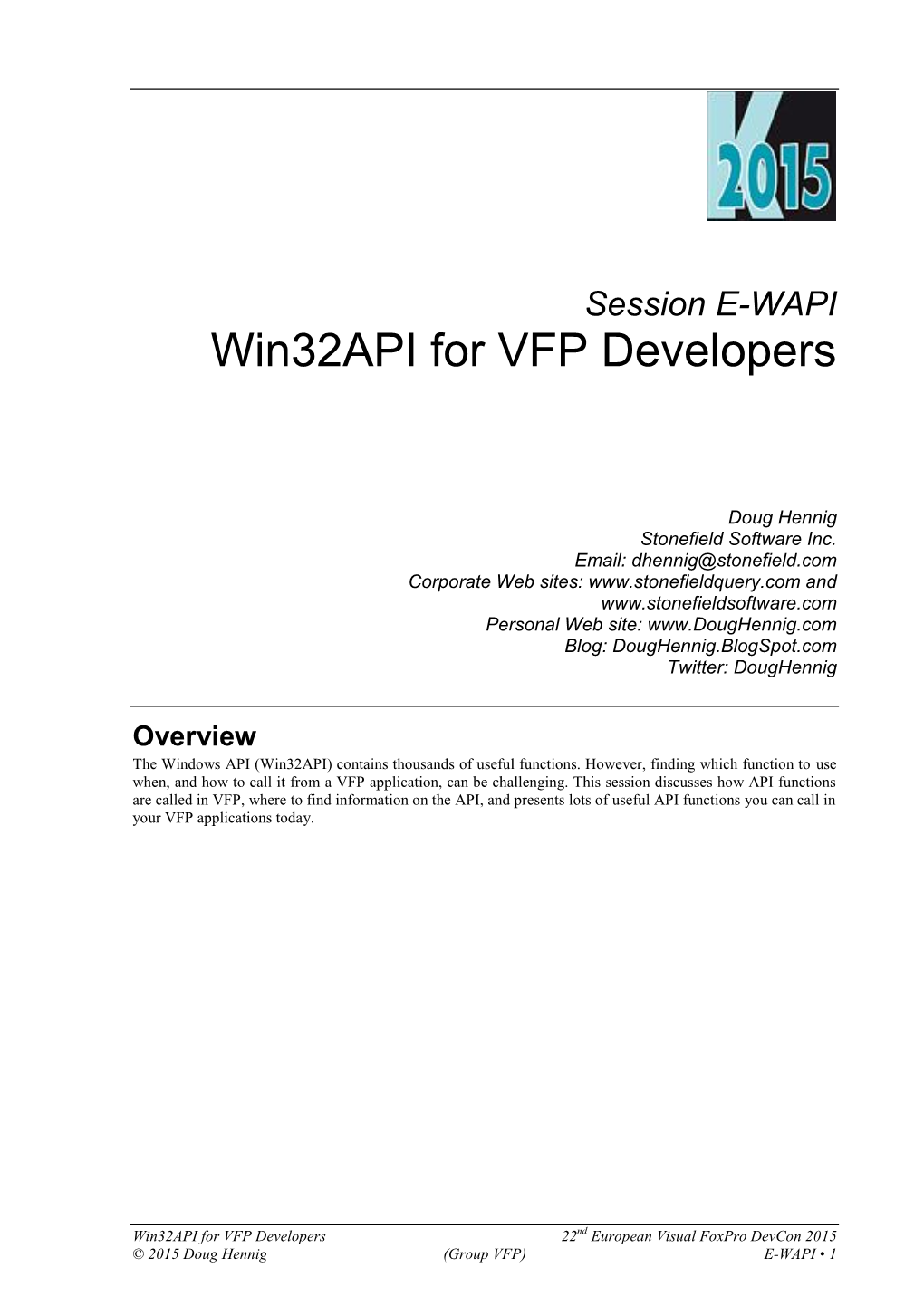 Win32api for VFP Developers