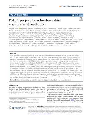 PSTEP: Project for Solar–Terrestrial Environment Prediction