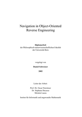 Navigation in Object-Oriented Reverse Engineering